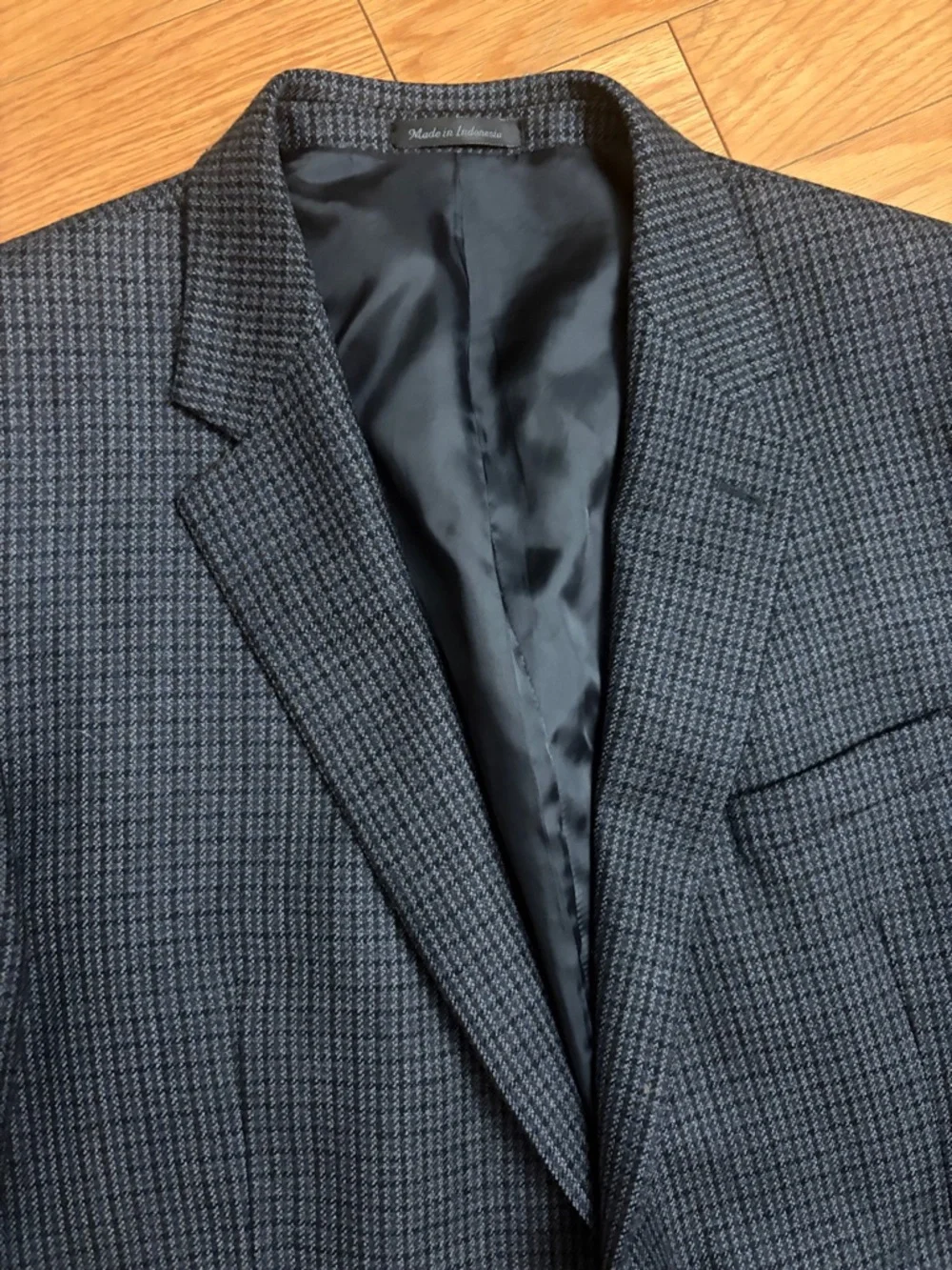 Chaps Wool 48L Men's Navy Bluish-Gray Check Sport Coat